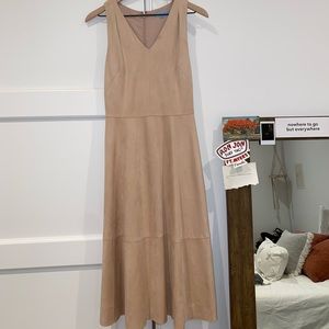 Nude Suede Midi Dress